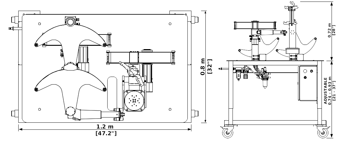 Touch Robot drawing top and front views